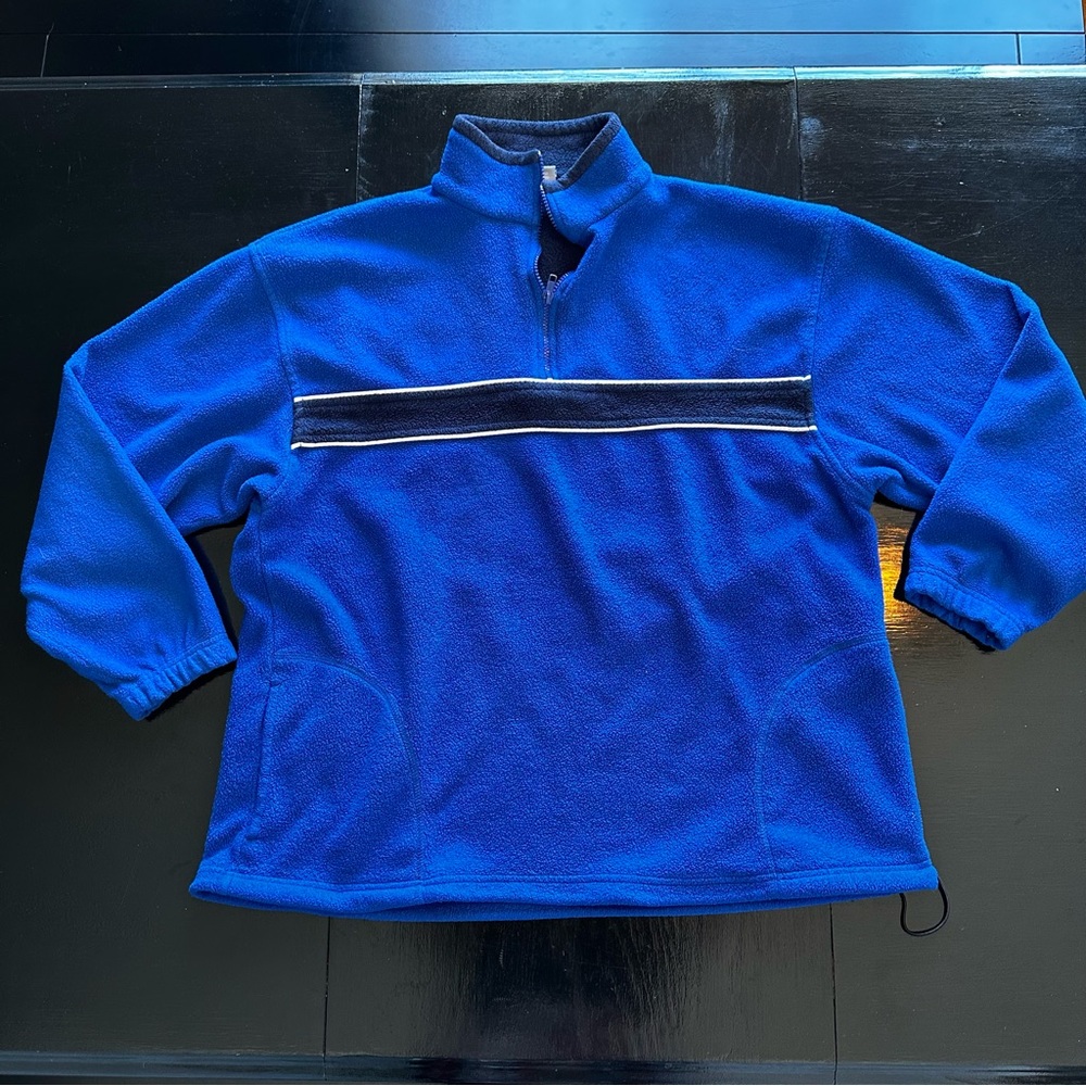Vintage Steve & Barry’s XL Blue Oversized Sweater Blue Stripe Quarter Zip Trendy